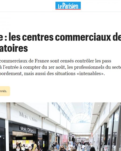 Le Parisien - Pass sanitaire : les centres commerciaux demandent des contrôles aléatoires